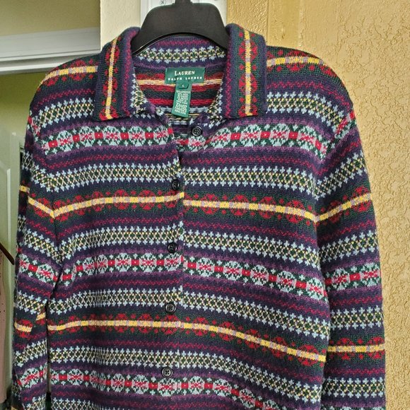 Lauren Ralph Lauren Cardigan Sweater Wool Large - Picture 1 of 13